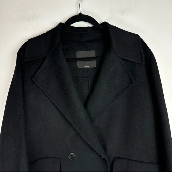 NWT Massimo Dutti Black Double Breasted Pocket Wool Blend Jacket Coat Sz Small - Picture 3 of 16